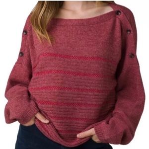 Prana Phono Wool Blend Striped Boxy Cropped Sweater NWT